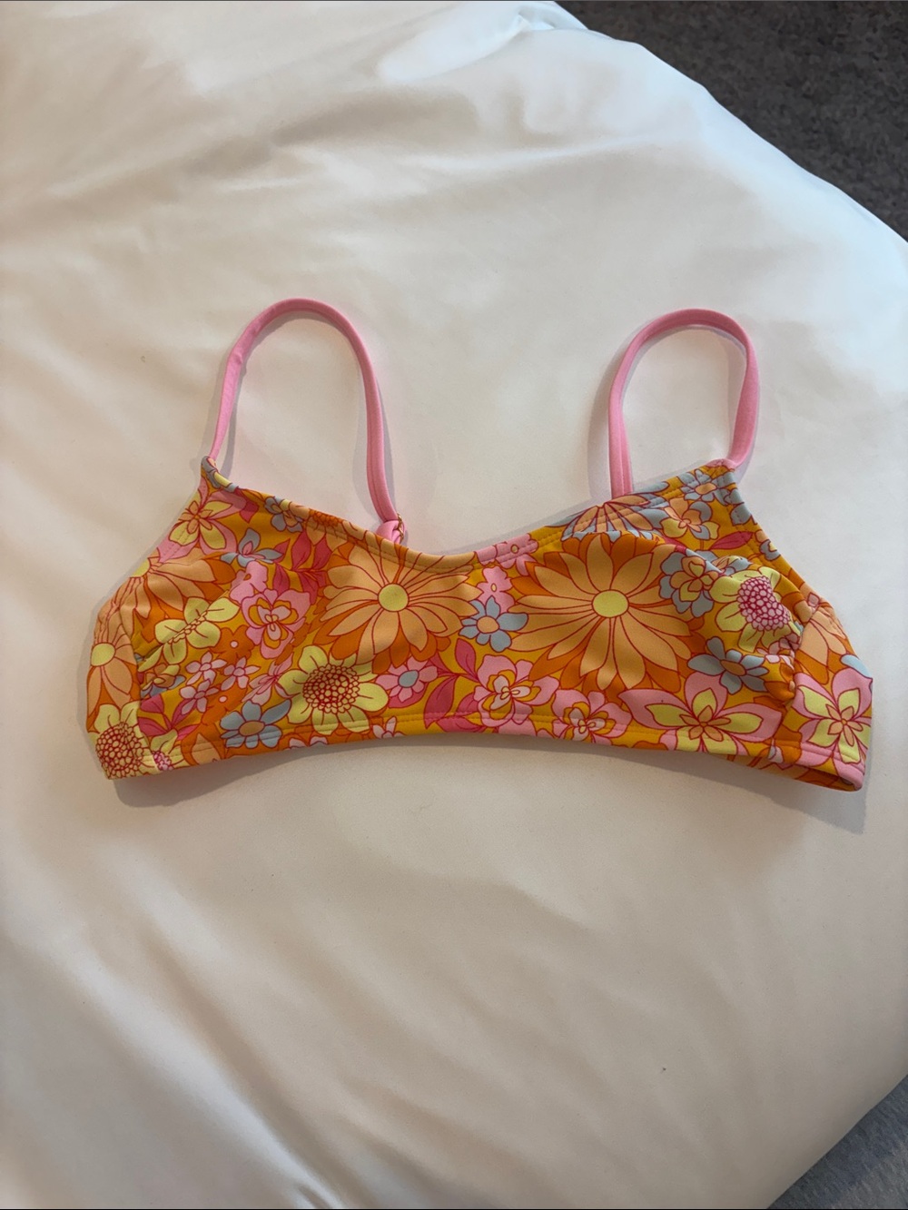 wild fable Orange Floral Bikini Top with Pink Straps